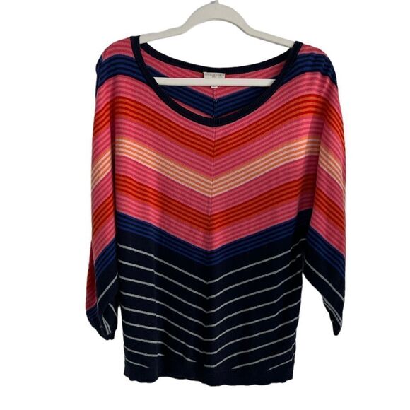Talbots women’s size medium gorgeous dropped shoulder sweater bright colors - Picture 1 of 11